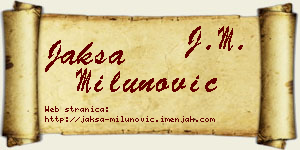 Jakša Milunović vizit kartica